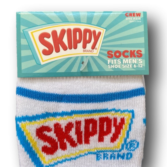 3/$20 Skippy Peanut Butter Funny Novelty Crew Socks - NWT - Picture 2 of 3
